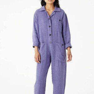 Back Beat Co. Purple Linen Jumpsuit